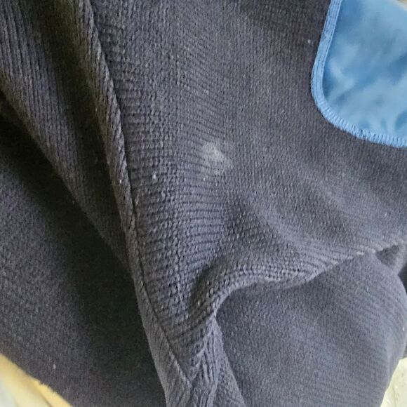 VINTAGE Platinum Fubu Sweater Mens XL Blue Acrylic Hip Hop Y2K Elbow Pads Knit - Picture 7 of 7